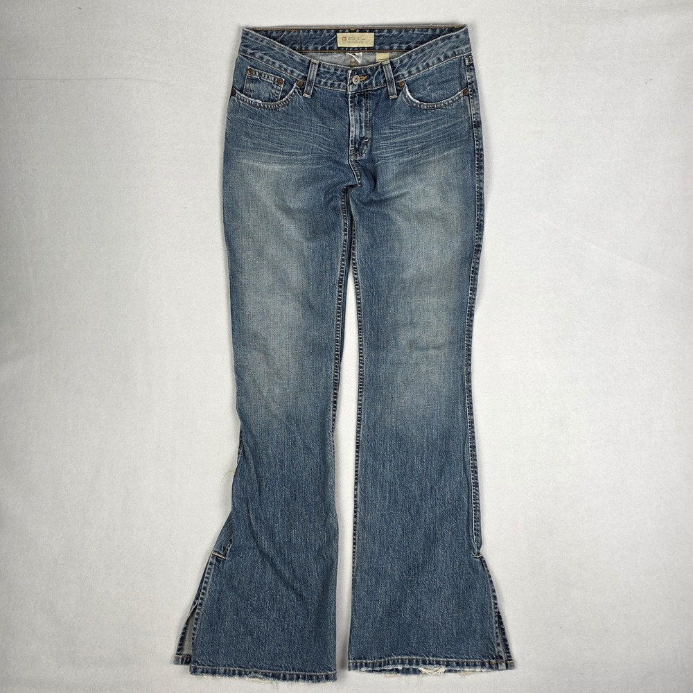 Vintage Y2k Buckle BKE Flare Jeans Womens 28x35.5 Fits 29x35 Long Side Split USA